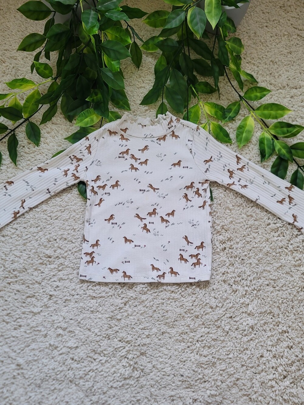 Toddler Girl Ribbed Horse Turtleneck (2T)